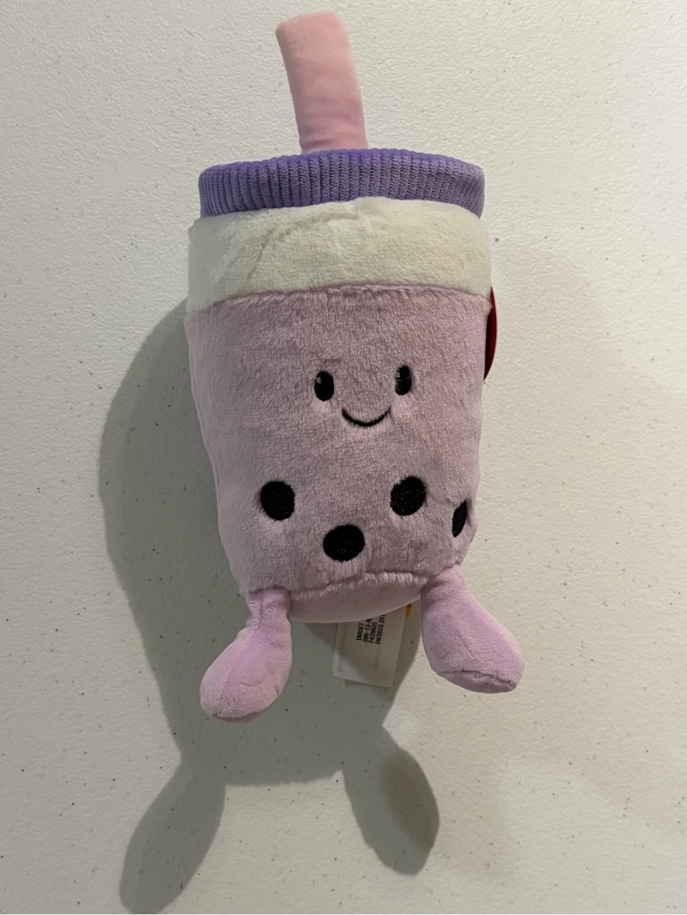 Plush Lavender Bubble Tea Stuffed Toy with Smiling Face